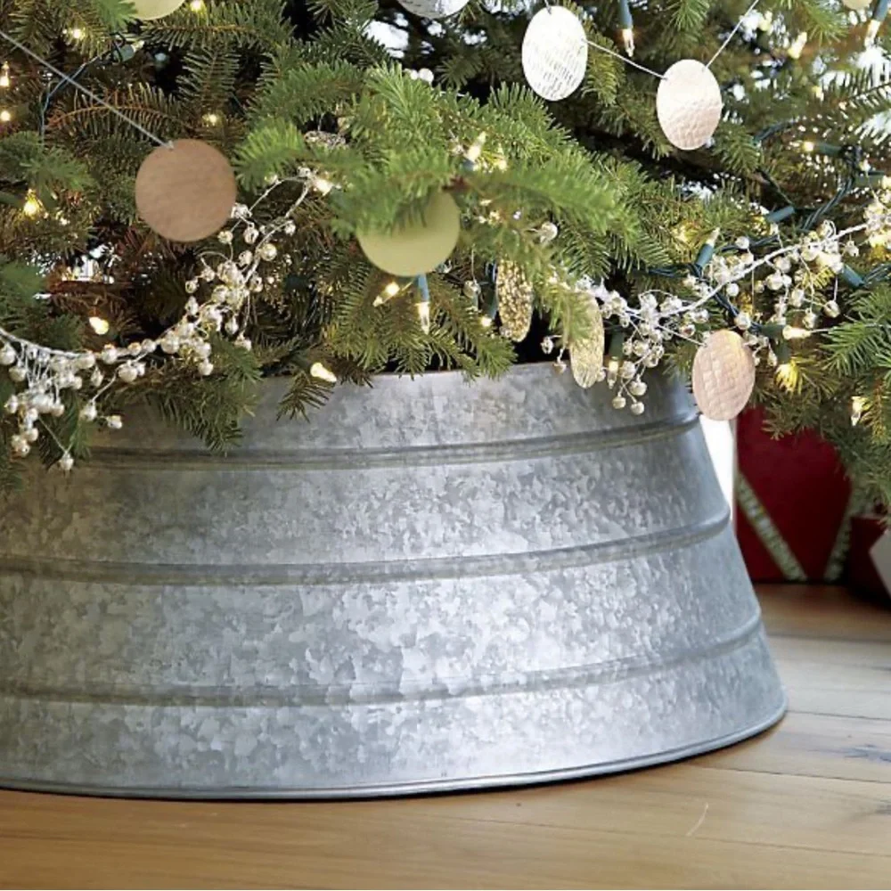 New Holiday Time Silver Metal Tree Collar 27” - Picture 1 of 5